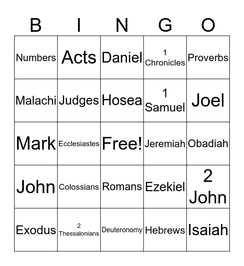 Bible Bingo! Bingo Card