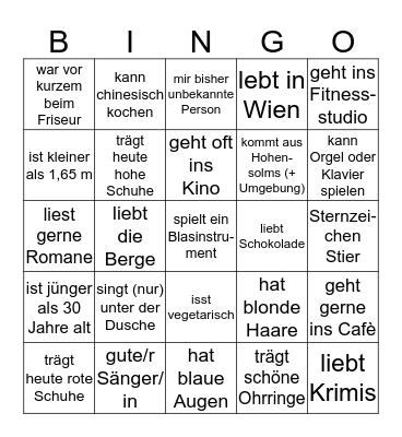 Hochzeitsbingo Tobias und Qin Bingo Card