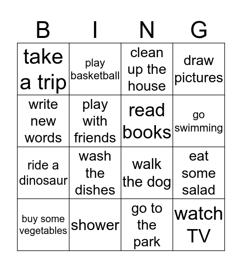 BINGO!!! Bingo Card