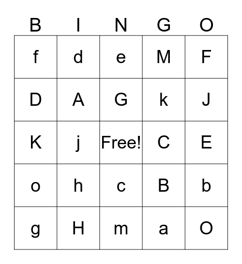 Alphabet Bingo - Big and Small Bingo Card