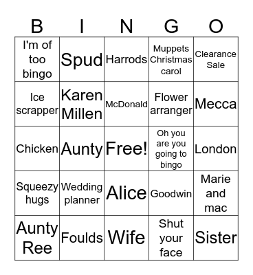Marie Bingo Card