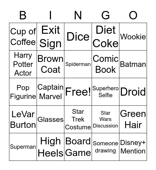 Keystone Comic Con Bingo Card