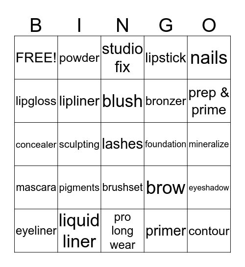 MAKEUP Bingo Card