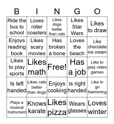 Mr. Collins Bingo Card