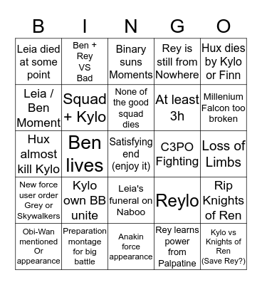 Star Wars 9 Bingo  Bingo Card