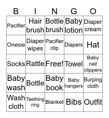 Baby To Be Bingo Card