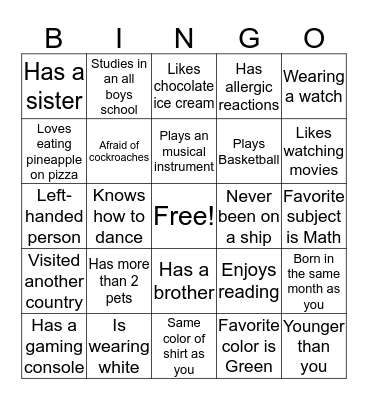 Christ the King MAS Human Bingo Card