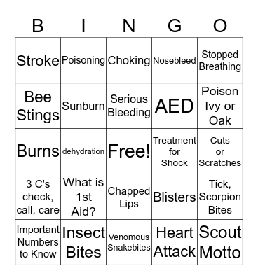 First Resonder BINGO Card