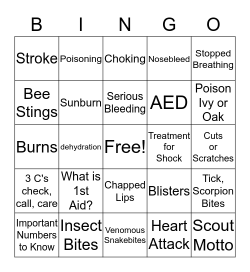 First Resonder BINGO Card