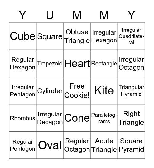 Cookie Bingo Card