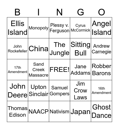 Midterm Review Bingo Card