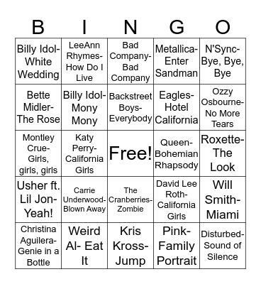 Swamp Donkey Musical Bingo Card