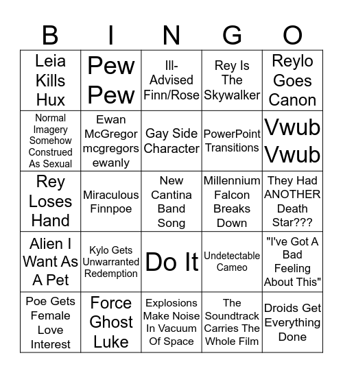 RotS Predictions Bingo Card