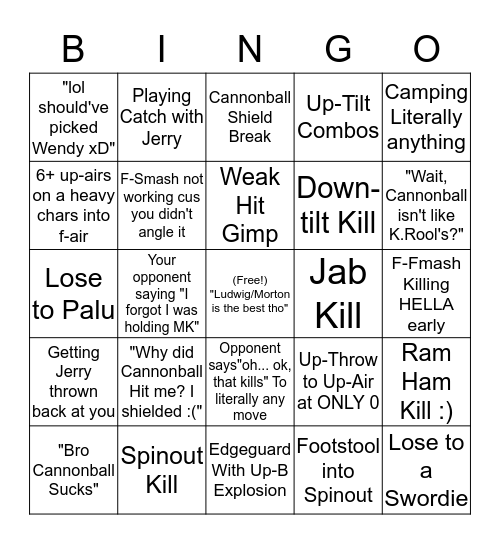 Life of a Bowser Jr. Main Bingo Card