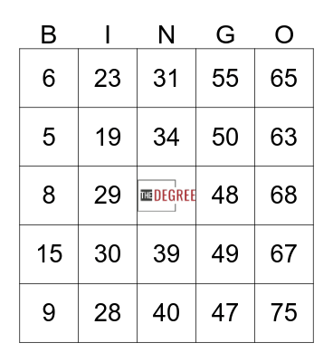 Grocery Bingo Card