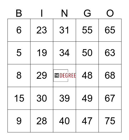 Grocery Bingo Card