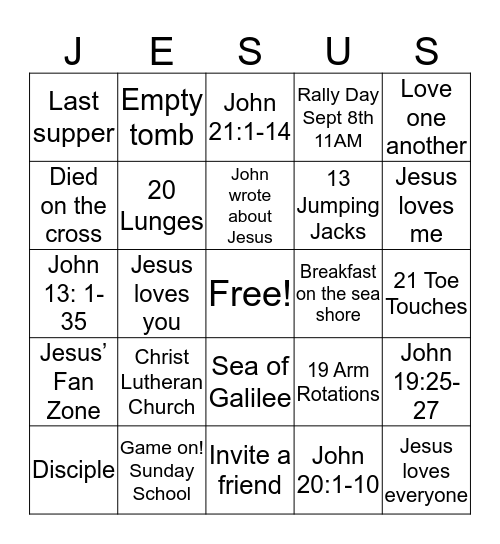 Week 4: John wrote about Jesus  Bingo Card