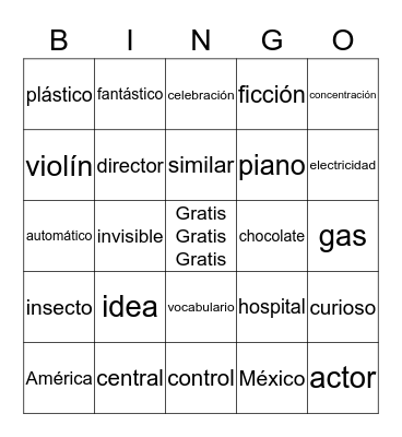 39 Cognate Bingo Card