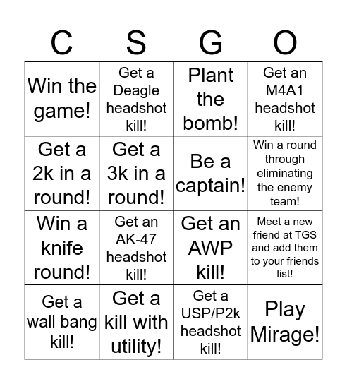 CS:GO Drop-Ins Bingo! Bingo Card