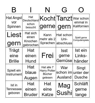 Deutsch 3000 Bingo Card