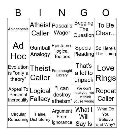 Talk Heathen Bingo Card