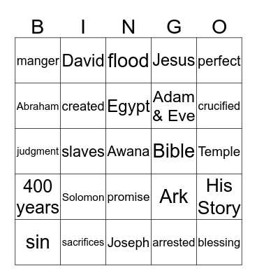 Bible Bingo Card