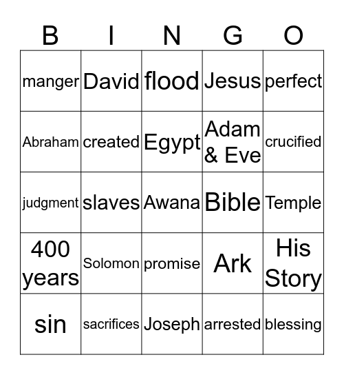 Bible Bingo Card