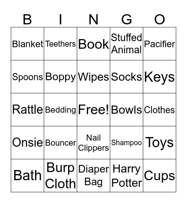 Baby McNulty Bingo Card