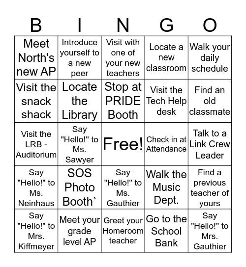 Spartan Open House Bingo Card