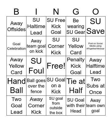 Seattle University Soccer Bingo Card