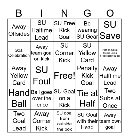 Seattle University Soccer Bingo Card