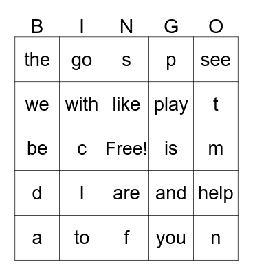 Decoding Powers Phonics Session 1 A - 1.3A Bingo Card