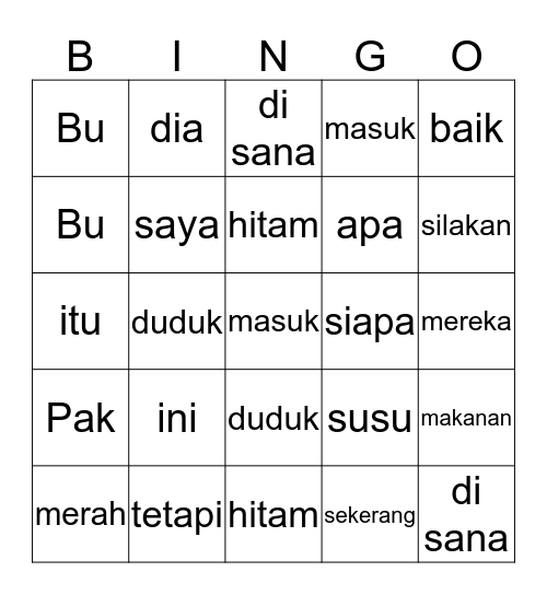 BINGO! Bingo Card