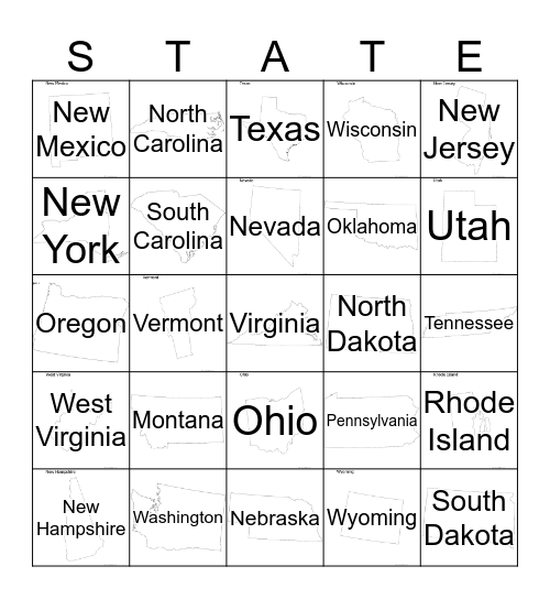 States Bingo Card 2 Bingo Card