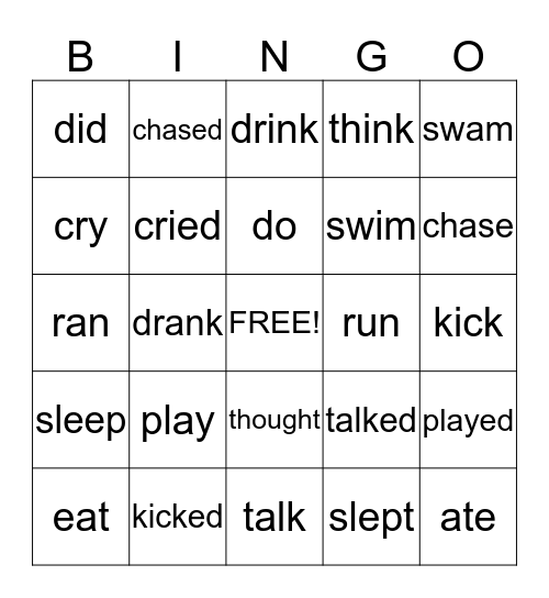 Verbs Bingo Card