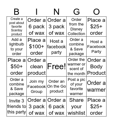 Scentsy Bingo! Bingo Card