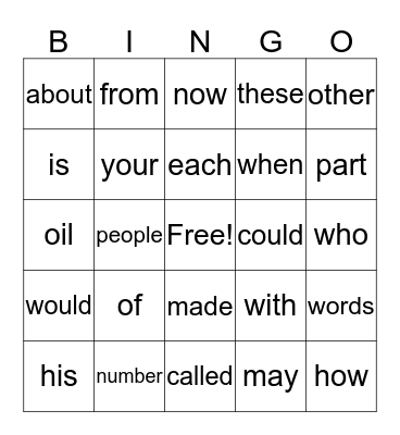 Red Group Bingo Card
