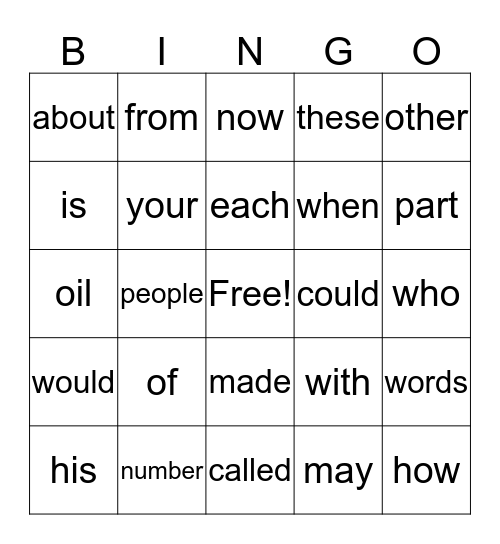 Red Group Bingo Card