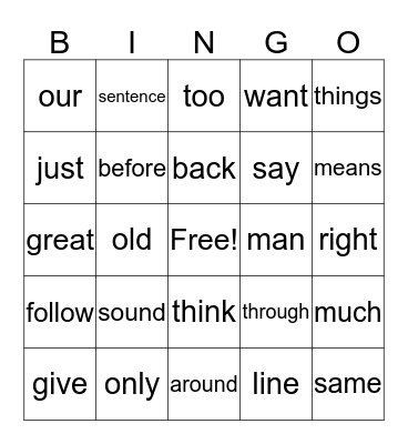 GREEN GROUP Bingo Card