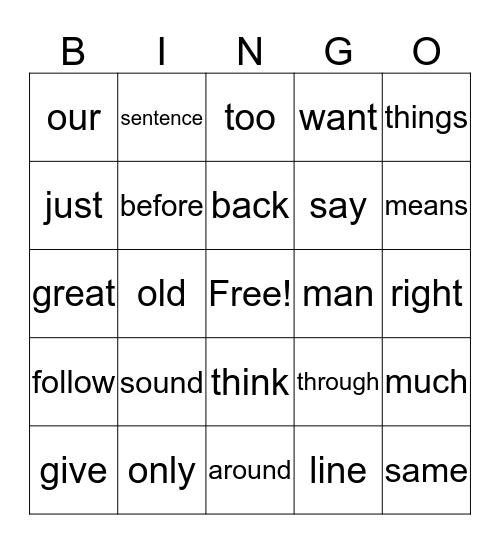 GREEN GROUP Bingo Card