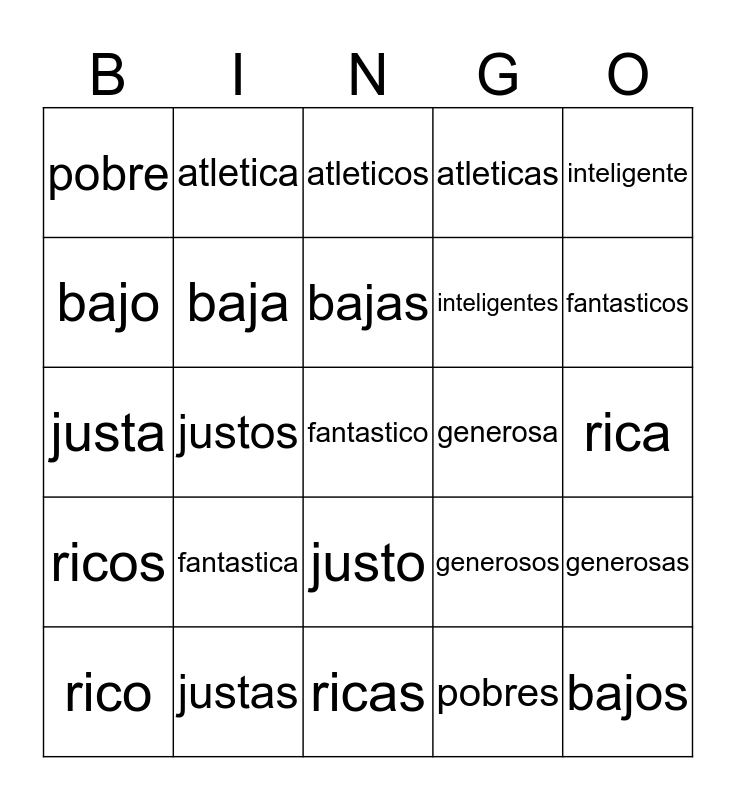 spanish-describing-words-bingo-card