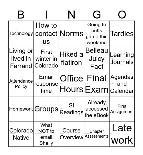 EDUC/PHYS 1580 Bingo Card