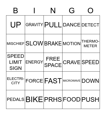 PHYSICS Bingo Card