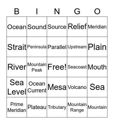 Geography M-V Bingo Card