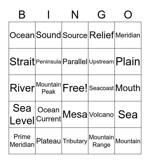 Geography M-V Bingo Card