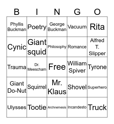 Flora & Ulysses Bingo Card