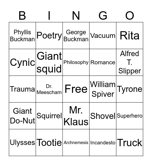 Flora & Ulysses Bingo Card