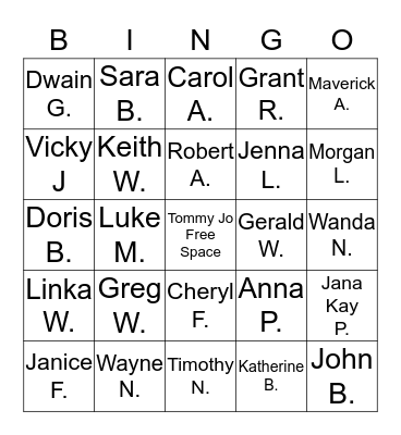 Nevil Family Bingo!!! Bingo Card
