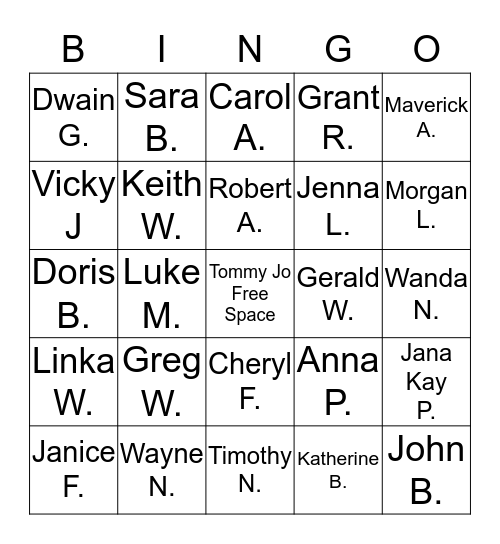 Nevil Family Bingo!!! Bingo Card