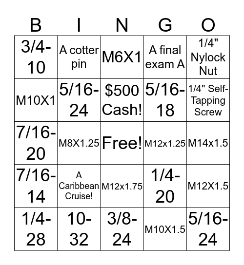 Bolt Bingo Card